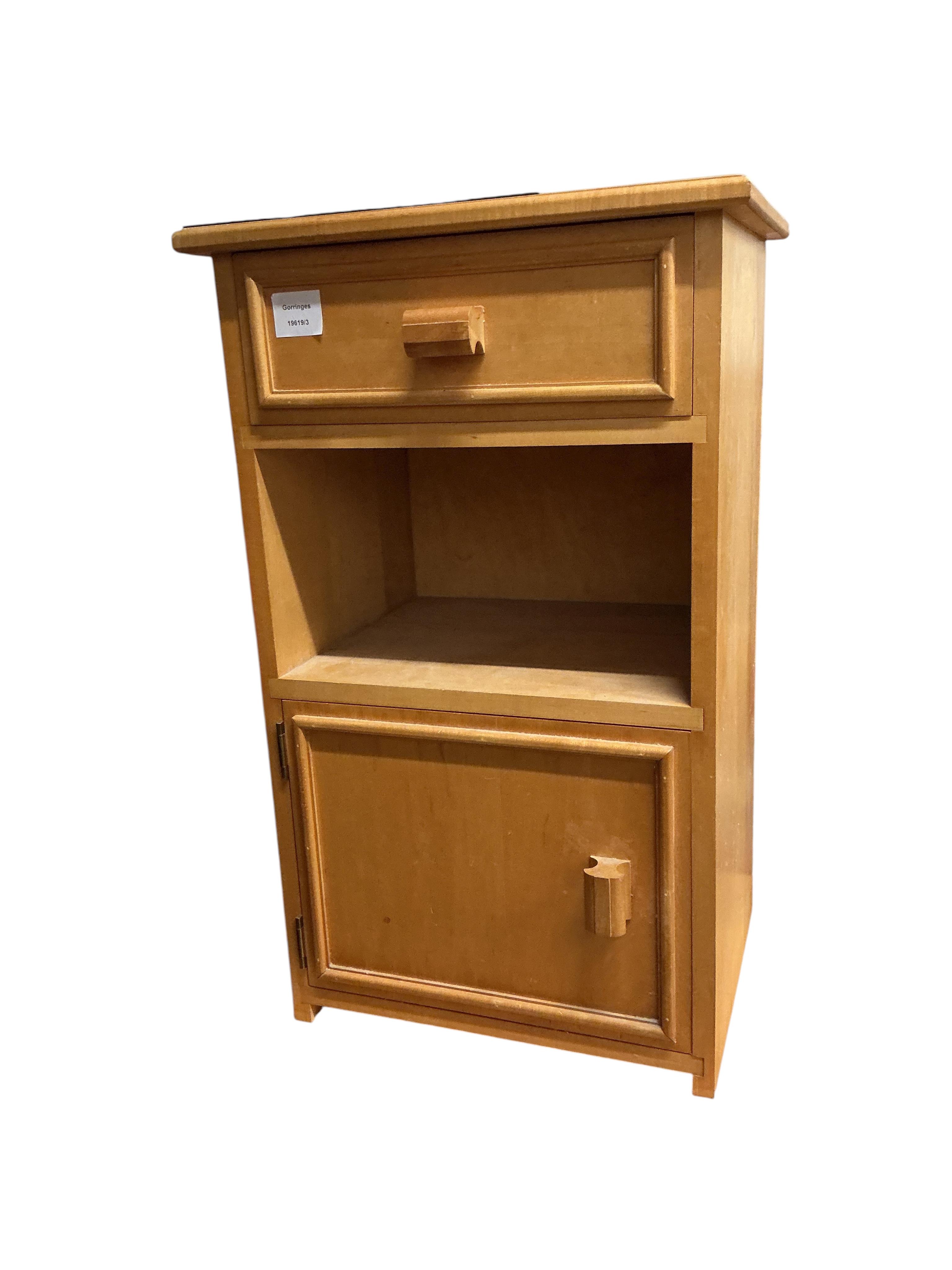 A Contemporary maple bedside cabinet, width 42cm, depth 33cm, height 68cm